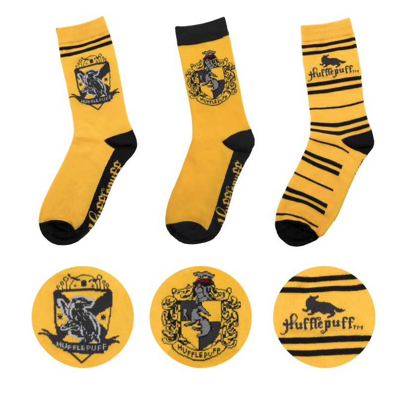 Harry Potter Socks Set of 3 Hufflepuff ADULT (35-45)