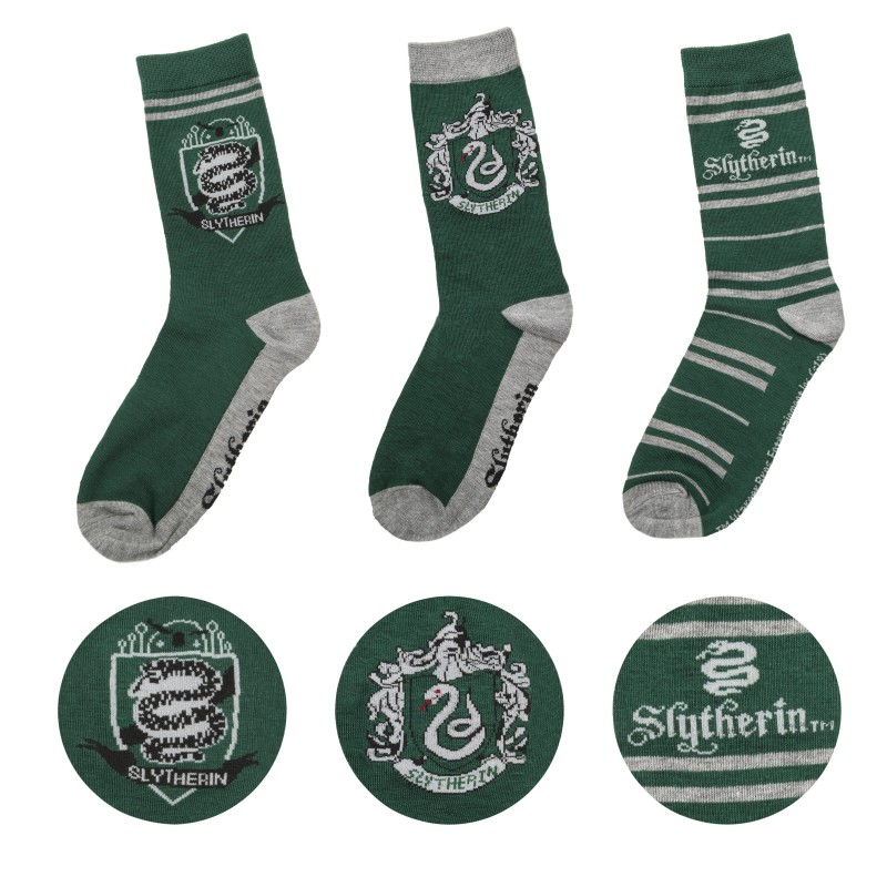 Harry Potter Socks Set of 3 Slytherin ADULT (35-45)