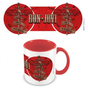 Mug Bon Jovi (Livin' on A Prayer) Red Coloured-Inner