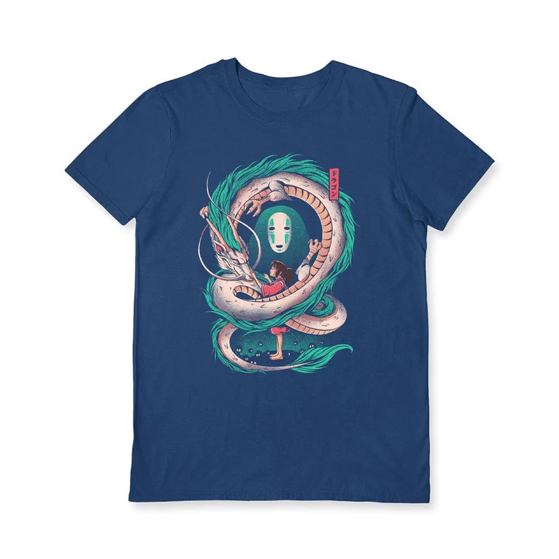 T-Shirt Ilustrata (The Girl and The Dragon) Navy Unisex, M