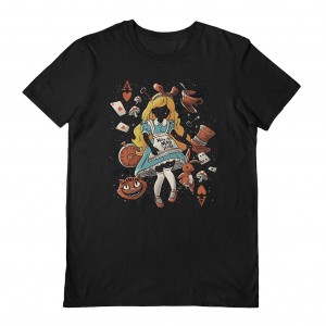 Eduely (Wonderland Girl) Black Unisex T-Shirt, L