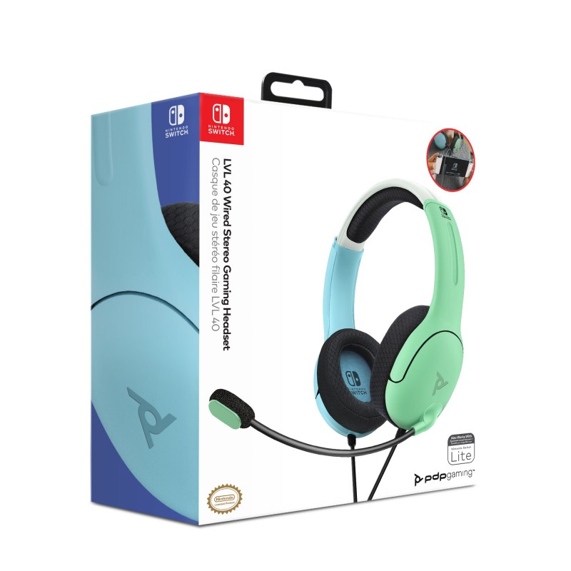 LVL40 Wired Stereo Headset Blue Green PAN Vision