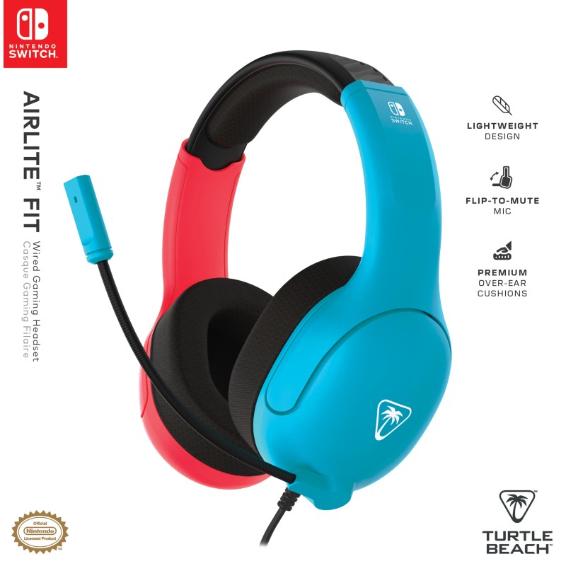 Turtle Beach Airlite Fit Headset Neon Blue &amp; Red