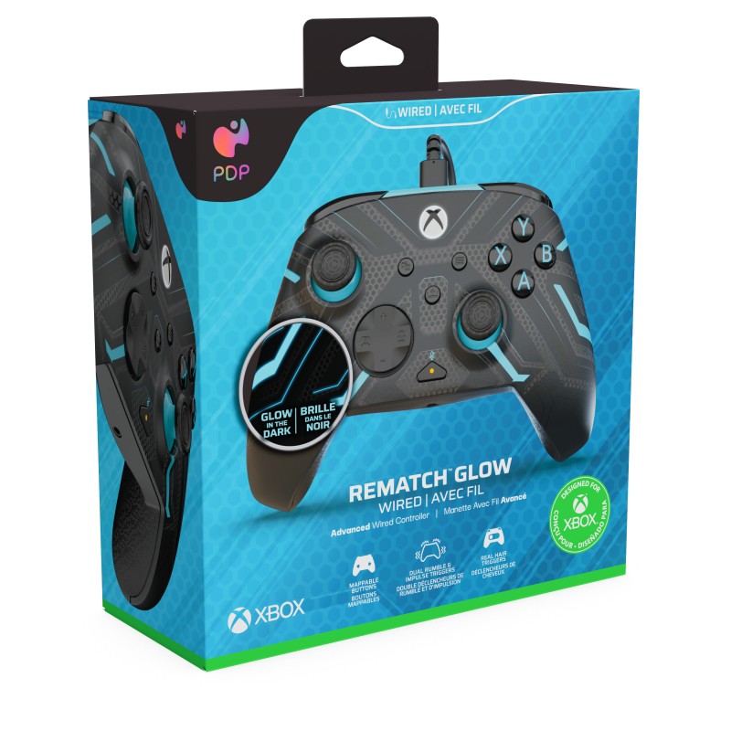 PDP Rematch GLOW Wired Controller - TITAN STEEL